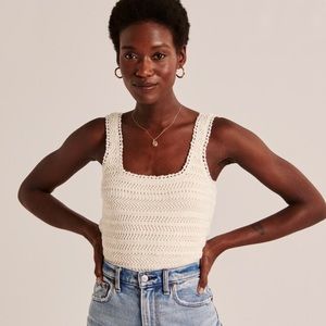 Abercrombie crochet square neck crop tank